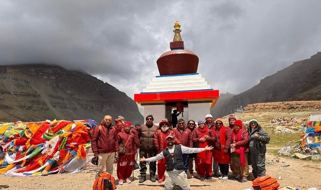 Devotees performing the Kailash Parikrama (circumambulation) during the Saga Dawa Festival