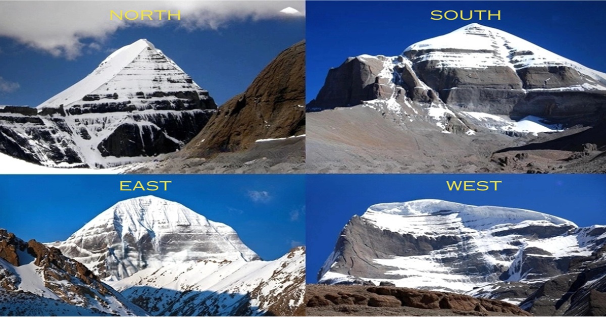 The four sacred faces of Mount Kailash, each representing a different direction