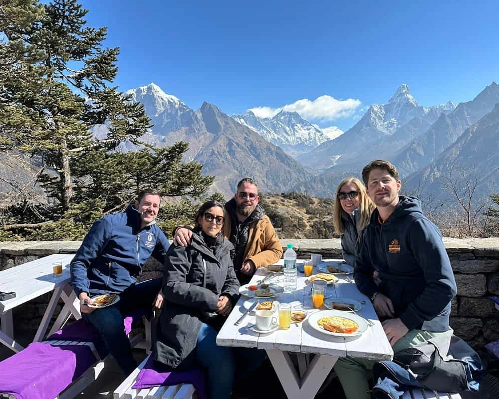 Travellers Enjoying Breakfast at Everest Hotel View