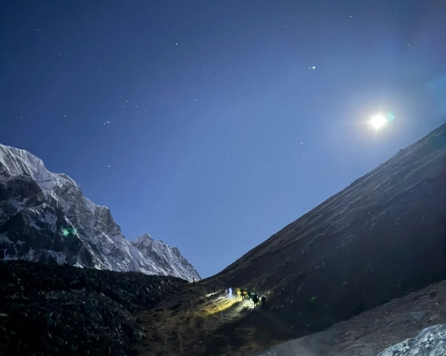 Crossing Larkya La Pass At In The Mirning