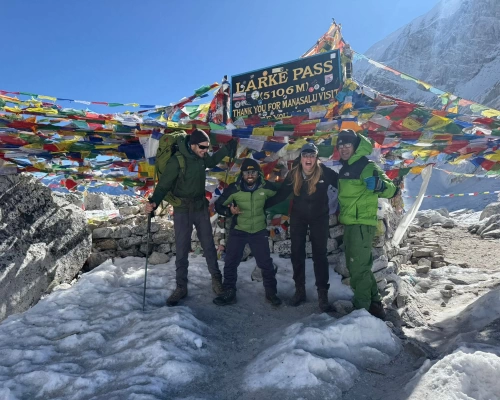 Finally Reached Larkya La Pass With The Team