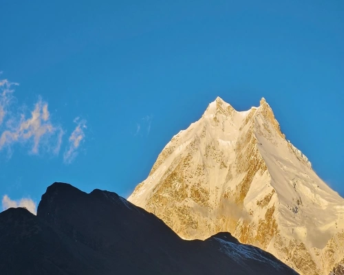 Manaslu Peak Seen While Hiking
